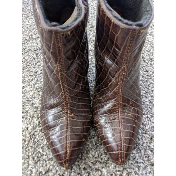 Vintage Golo Alligator Ankle Boots Womens Size 6.5 M Cherry Red Thermal Warm 70s - Picture 2 of 8